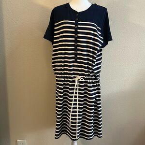 NEW - Ralph Lauren Jeans sz 1X Blue White Short Sleeve Striped T-Shirt Stretch